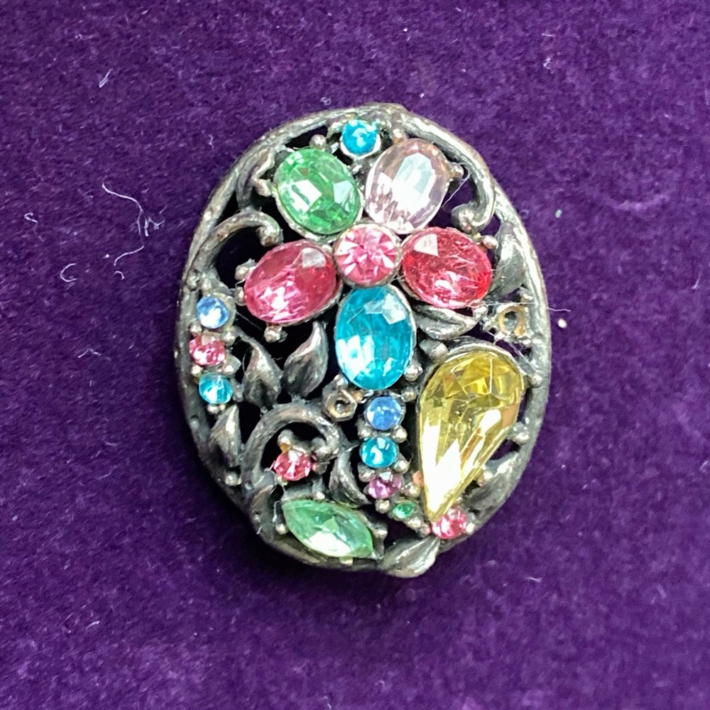 Vintage CORO Multicolored Flower Brooch